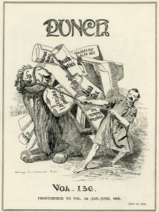 John Bull, dargestellt als Kamel, ist widerwillig, die neuen Steuerlasten zu tragen, die von Lloyd George im 